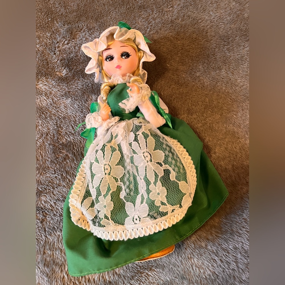 Vintage BIG EYES BRADLEY DOLL mid century green Miss March